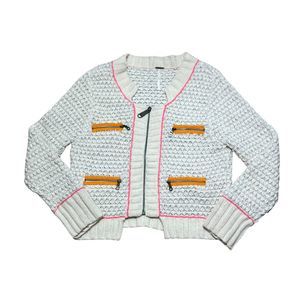 Free People Zip-Up Cardigan / Sweater Color Block Zippers Womens M 70% Wool!